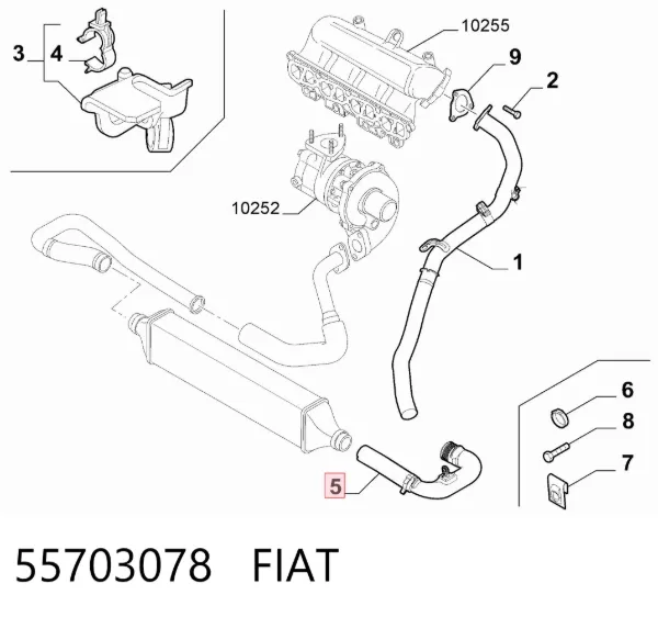 Tubo intercooler 55703078 Fiat/Alfa/Lancia