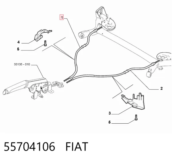 Cable de freno de mano trasero derecho 55704106 Fiat/Alfa/Lancia