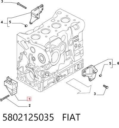 Soporte derecho del motor FIAT 5802125035