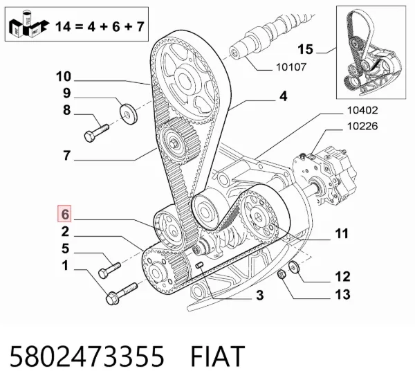 Tensor, correa de distribucion 5802473355 Fiat/Alfa/Lancia