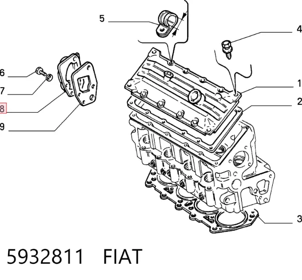 Brida del sistema de refrigeración (triple unión) 5932811 Fiat/Alfa/Lancia