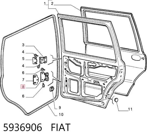 Bisagra de la puerta delantera derecha 5936906 Fiat/Alfa/Lancia