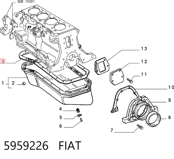Junta del cárter 5959226 Fiat/Alfa/Lancia