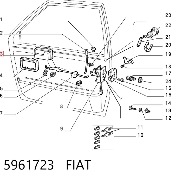 Manija interior de puerta delantera derecha 5961723 Fiat/Alfa/Lancia