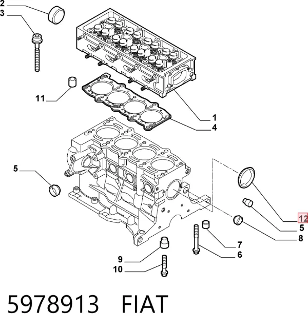 Tapa culata 5978913 Fiat/Alfa/Lancia