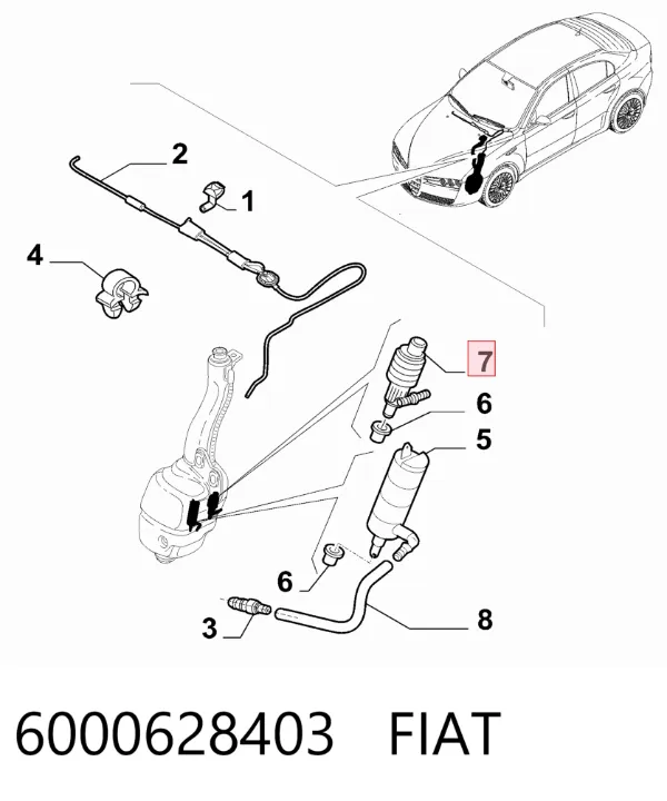 Bomba de agua limpiaparabrisas, delantera 6000628403 Fiat/Alfa/Lancia