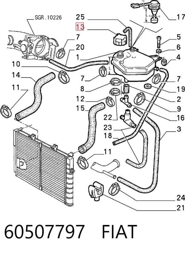 Tapón depósito de refrigerante 60507797 Fiat/Alfa/Lancia