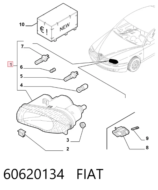 Faro derecho 60620134 Fiat/Alfa/Lancia