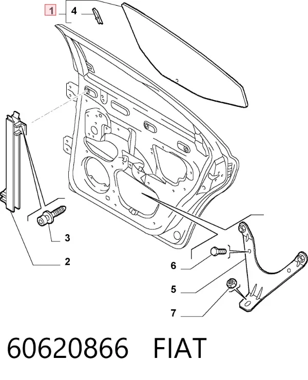 Cristal de puerta trasera izquierda 60620866 Fiat/Alfa/Lancia
