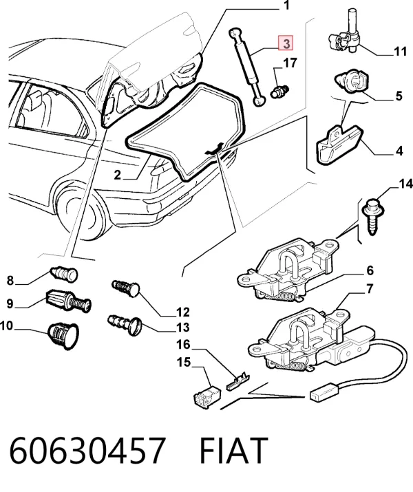 Amortiguador maletero 60630457 Fiat/Alfa/Lancia
