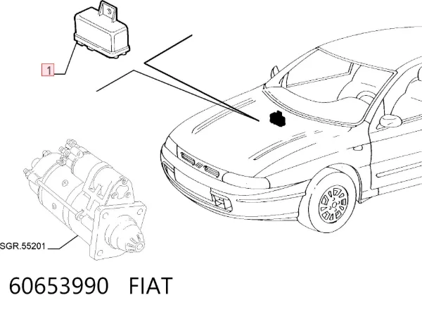 Relé de los calentadores 60653990 Fiat/Alfa/Lancia