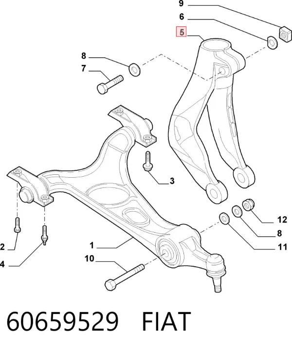 Brazo superior izquierdo de la suspensión delantera 60659529 Fiat/Alfa/Lancia