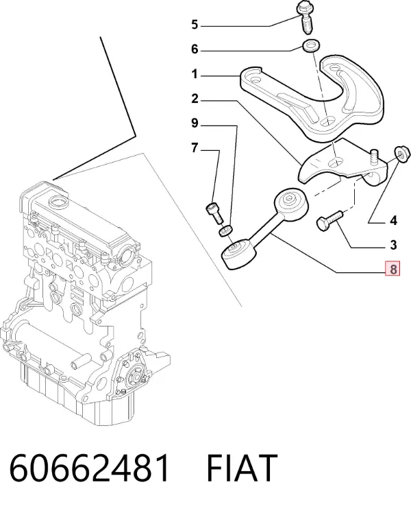 Soporte superior derecho del motor 60662481 Fiat/Alfa/Lancia