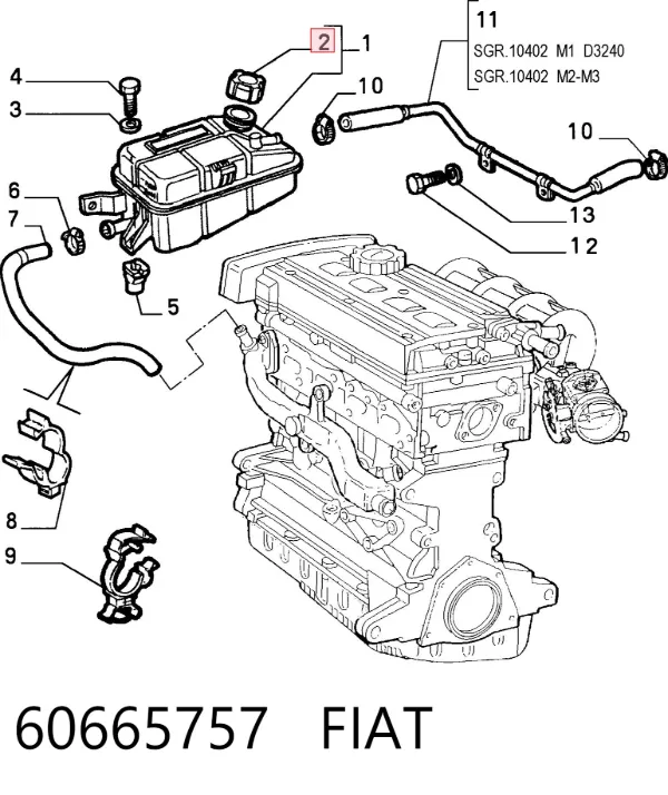 Tapón depósito de refrigerante 60665757 Fiat/Alfa/Lancia
