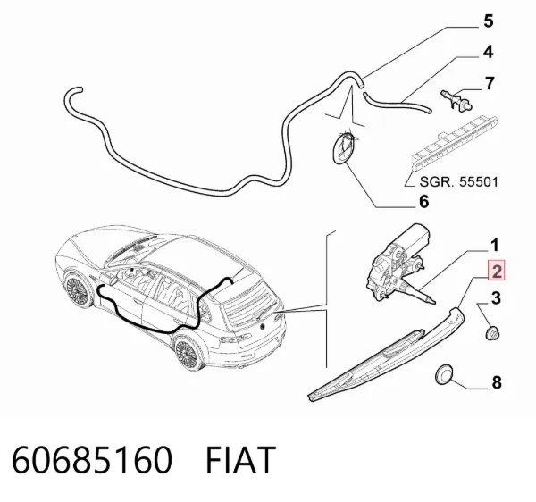 Brazo del limpiaparabrisas, trasero 60685160 Fiat/Alfa/Lancia