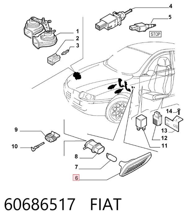 Luz intermitente de guardabarros izquierdo 60686517 Fiat/Alfa/Lancia