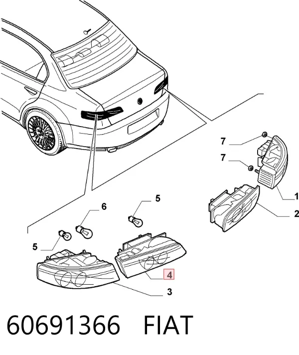 Piloto trasero interior izquierdo 60691366 Fiat/Alfa/Lancia