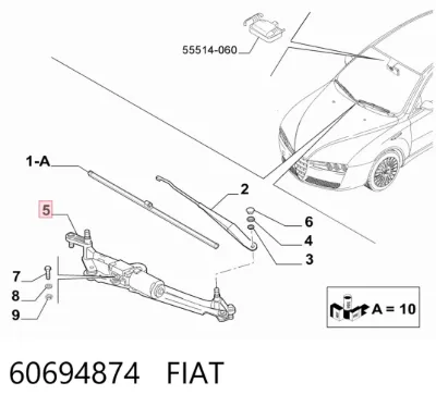 Trapezio del limpiaparabrisas FIAT 60694874
