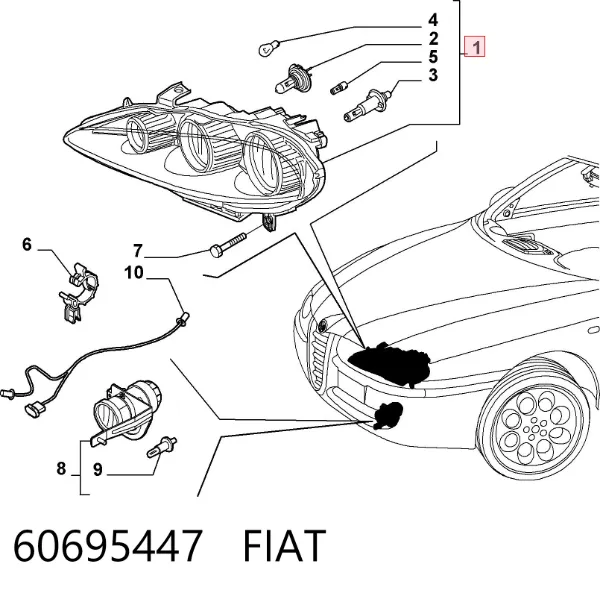 Faro derecho 60695447 Fiat/Alfa/Lancia
