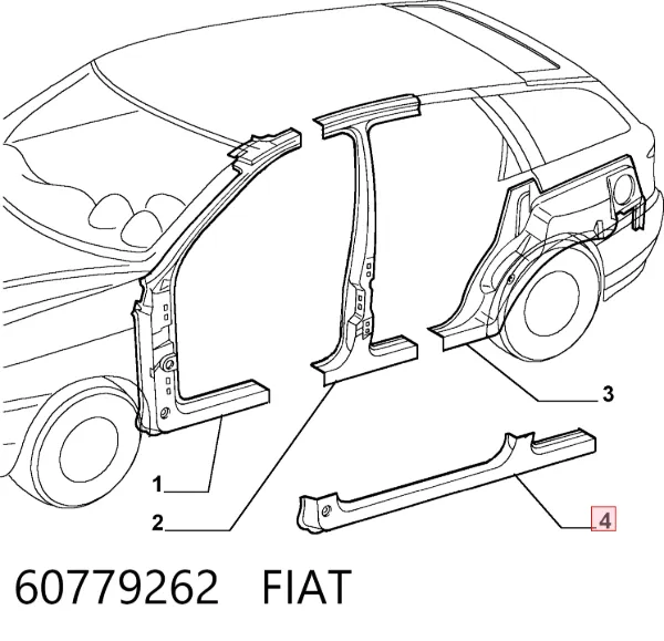 Umbral de puerta, derecha 60779262 Fiat/Alfa/Lancia