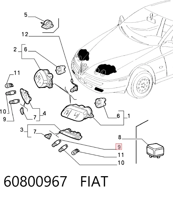 Lámpara halógena 60800967 Fiat/Alfa/Lancia