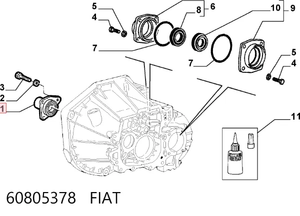 Guía del eje primario de la caja de cambios 60805378 Fiat/Alfa/Lancia