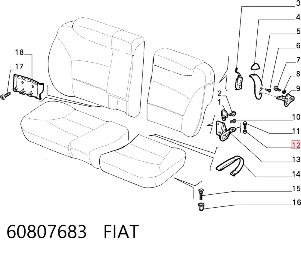Tuerca de fijación del tubo de escape 60807683 Fiat/Alfa/Lancia