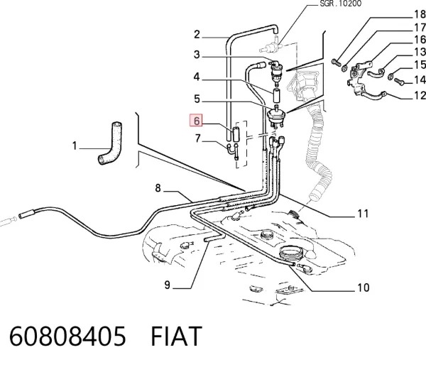 Tubo de ventilación del cárter 60808405 Fiat/Alfa/Lancia