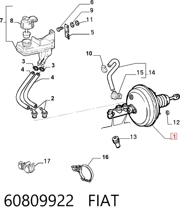 Cilindro maestro de frenos 60809922 Fiat/Alfa/Lancia