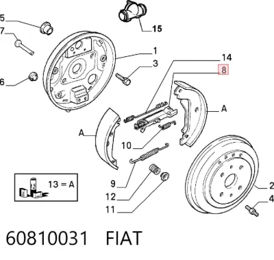 Kit de reparación del mecanismo de ajuste automático de zapatas de freno FIAT 60810031