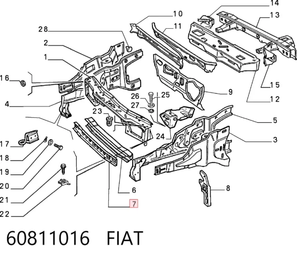 Refuerzo parachoque delantero 60811016 Fiat/Alfa/Lancia