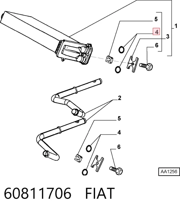 Anillo de sellado del tubo del radiador de la calefacción 60811706 Fiat/Alfa/Lancia