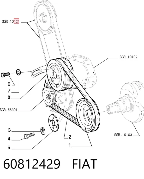 Correa de alternador 60812429 Fiat/Alfa/Lancia