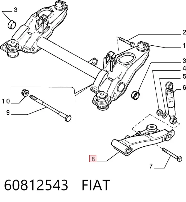 Buje delantero del brazo longitudinal trasero 60812543 Fiat/Alfa/Lancia
