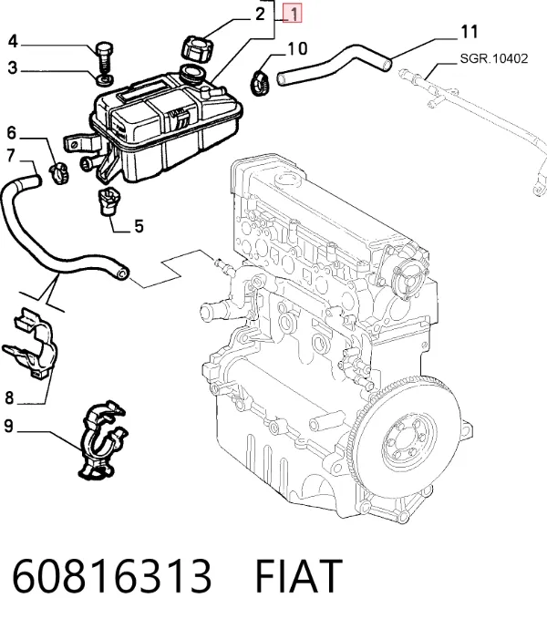 Vaso de expansión 60816313 Fiat/Alfa/Lancia