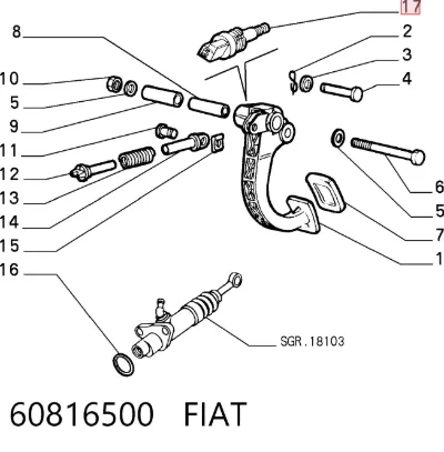 Sensor de posición del pedal de embrague FIAT 60816500