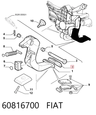 Cubierta del pedal de embrague FIAT 60816700