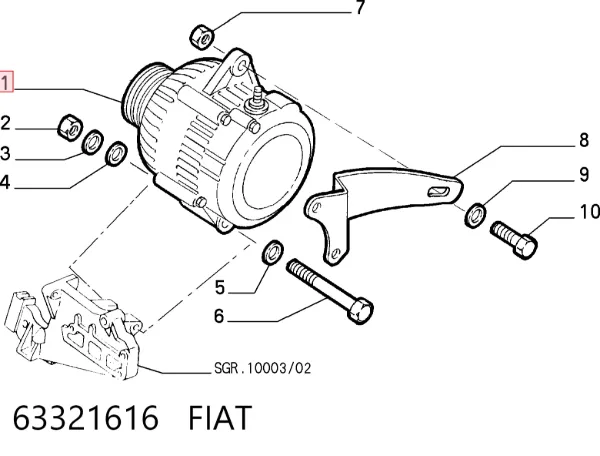 Alternador 63321616 Fiat/Alfa/Lancia