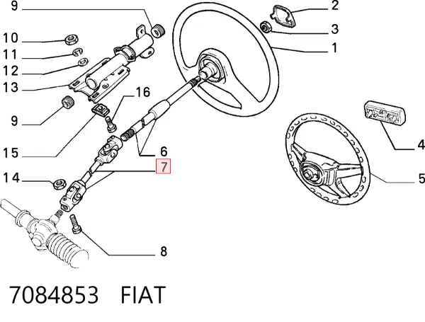 Eje inferior de la columna de dirección 7084853 Fiat/Alfa/Lancia