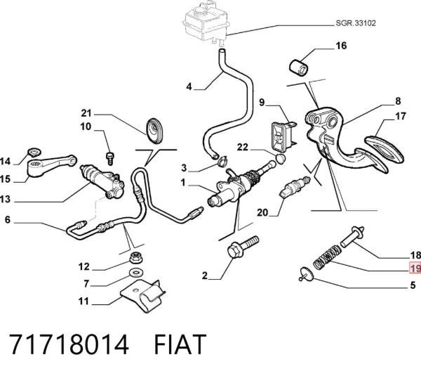 Resorte del pedal de embrague 71718014 Fiat/Alfa/Lancia