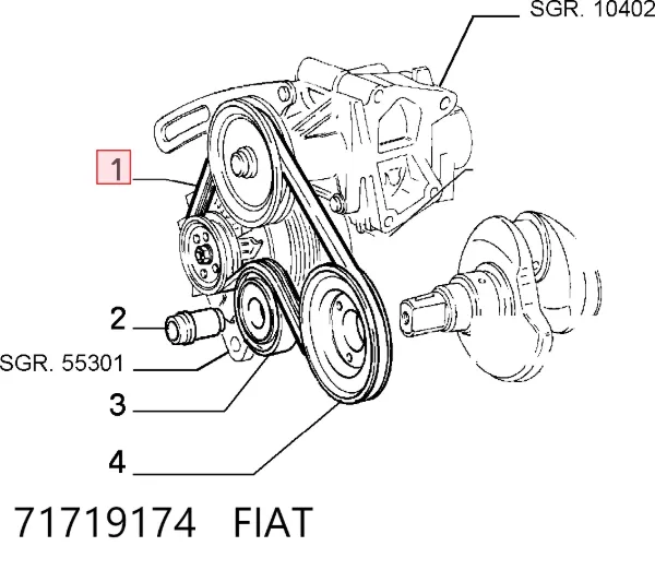 Correa de alternador 71719174 Fiat/Alfa/Lancia