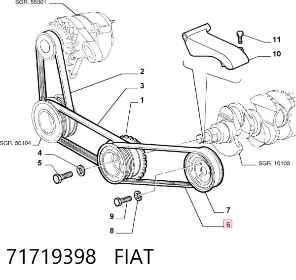 Correa de alternador 71719398 Fiat/Alfa/Lancia
