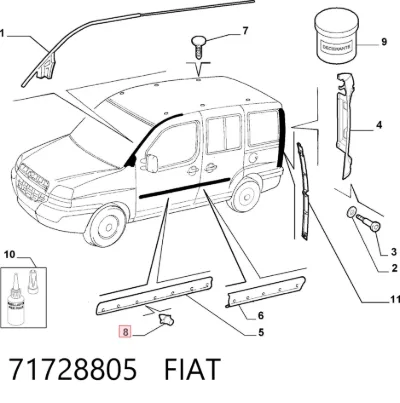 Clip de fijación de moldura de puerta FIAT 71728805