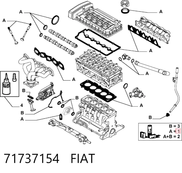 Juego de juntas superiores de motor 71737154 Fiat/Alfa/Lancia