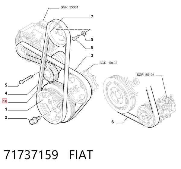 Correa de alternador 71737159 Fiat/Alfa/Lancia