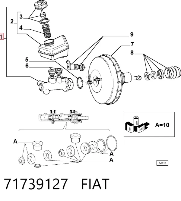 Cilindro maestro de frenos 71739127 Fiat/Alfa/Lancia