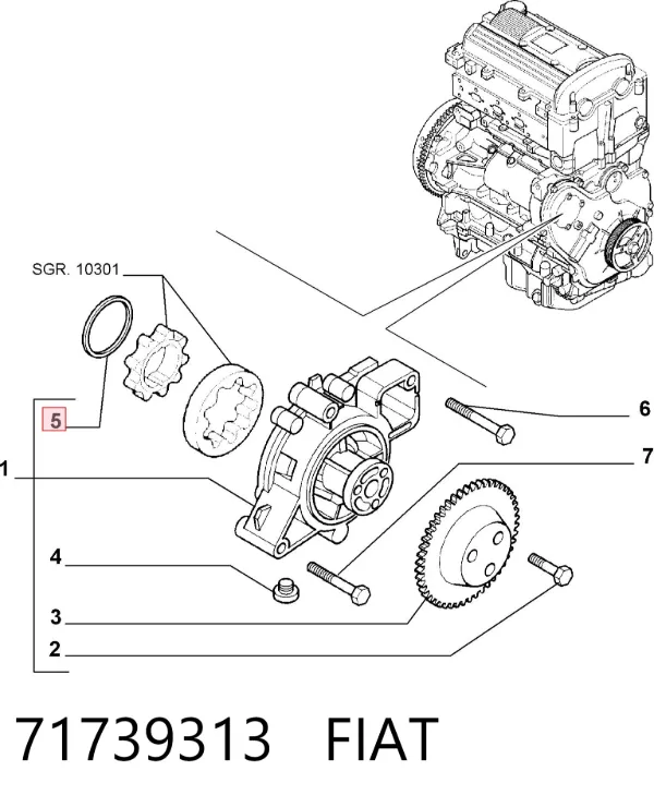Junta de bomba de agua 71739313 Fiat/Alfa/Lancia