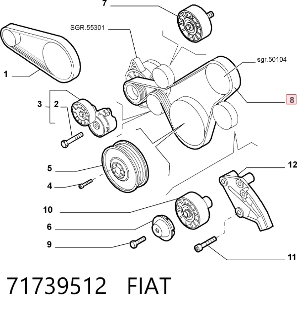 Correa de alternador 71739512 Fiat/Alfa/Lancia