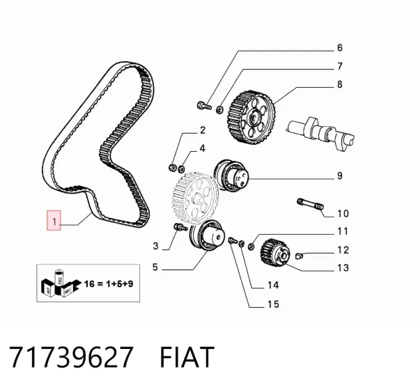 Correa distribución 71739627 Fiat/Alfa/Lancia