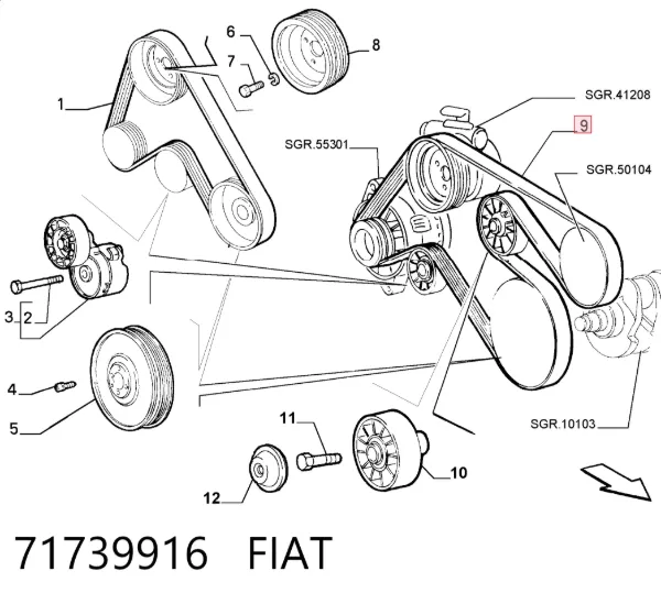 Correa de alternador 71739916 Fiat/Alfa/Lancia
